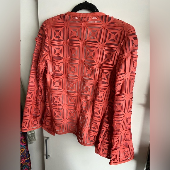 Caban romantic lamb leather cutout luxury coat-made in Italy - Picture 2 of 5